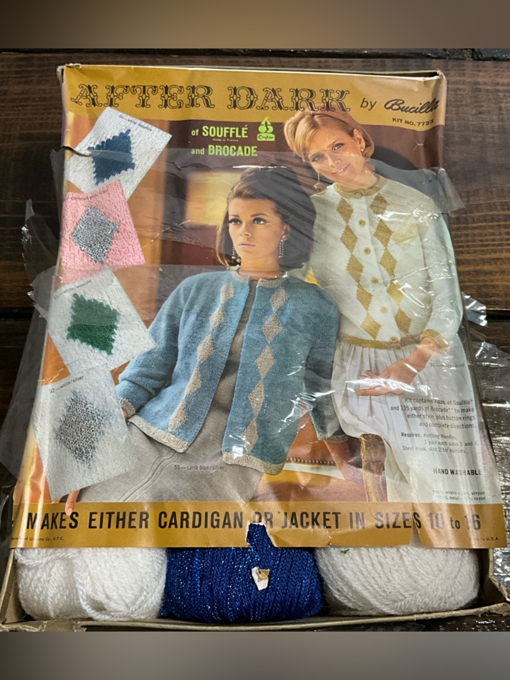 Vintage Bucilla Knitting Kit No 7723 After Dark Soufflé Brocade Sweater Kit IOB